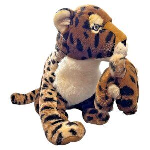 Leopard Mom & Baby Plush Fine Toy‎ Large Leopard And Baby Plush Animals Stuffed